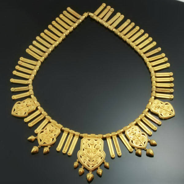 Antique gold filigree choker necklace made in France (image 6 of 11)